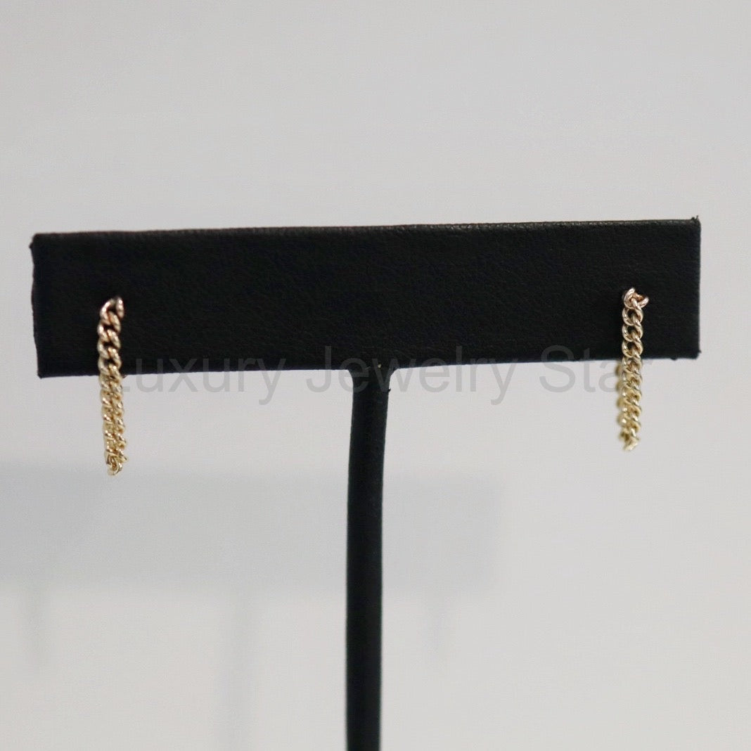 Dainty Curb Chain Drop Earrings - CHoose Your Metal - Sterling Silver or Gold Fill