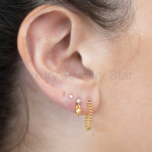Dainty Spike and Cubic Zirconia Earrings in 14 Karat Gold Fill - image 2