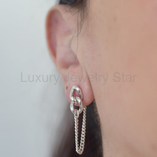 Duet Chain Drop Earrings in Sterling Silver