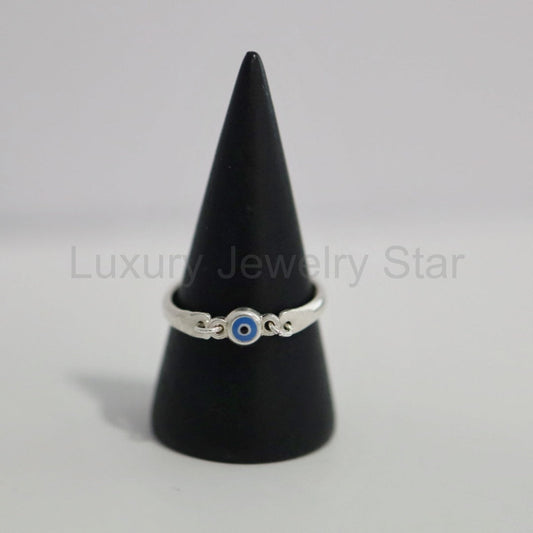 Evil Eye Connector Ring in Sterling Silver