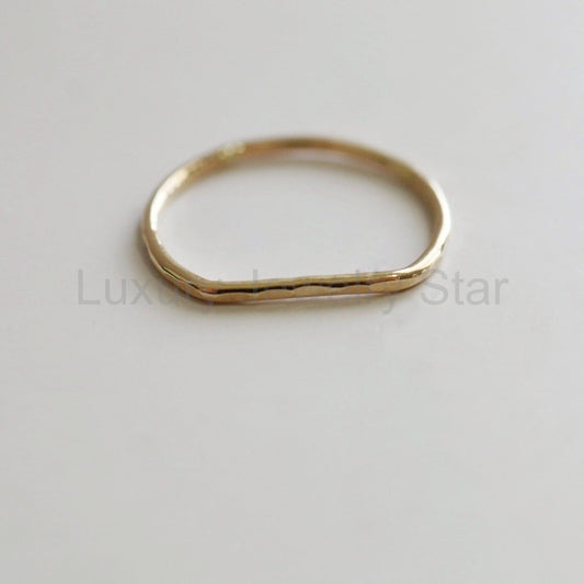 Flat Top Hammered Stacking Ring - Choose your Metal - Sterling Silver or Gold Fill