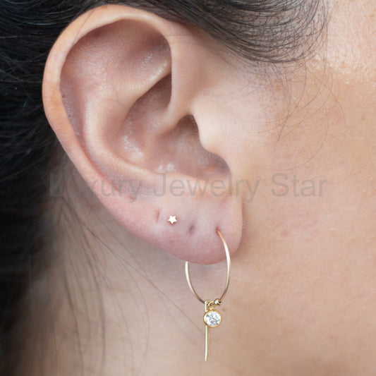 Gemstone and Bar Hoop Earrings in 14 Karat Gold Fill - image 2
