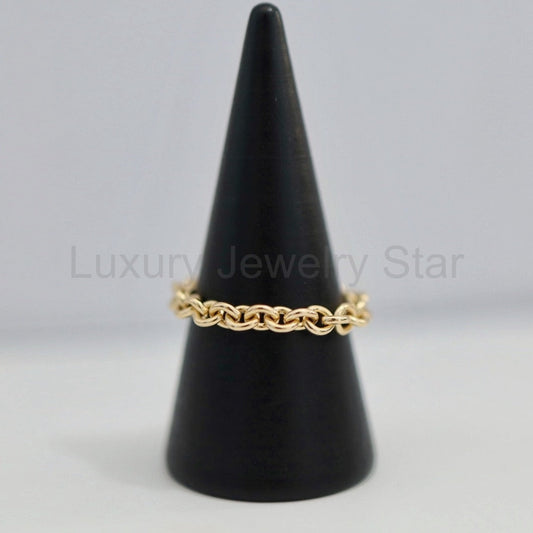Gold Cable Chain Ring - Choose Metal - Sterling Silver or 14 Karat Gold Fill