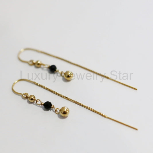 Green Tourmaline and Gold Fill Threader Earrings / Ready to ship