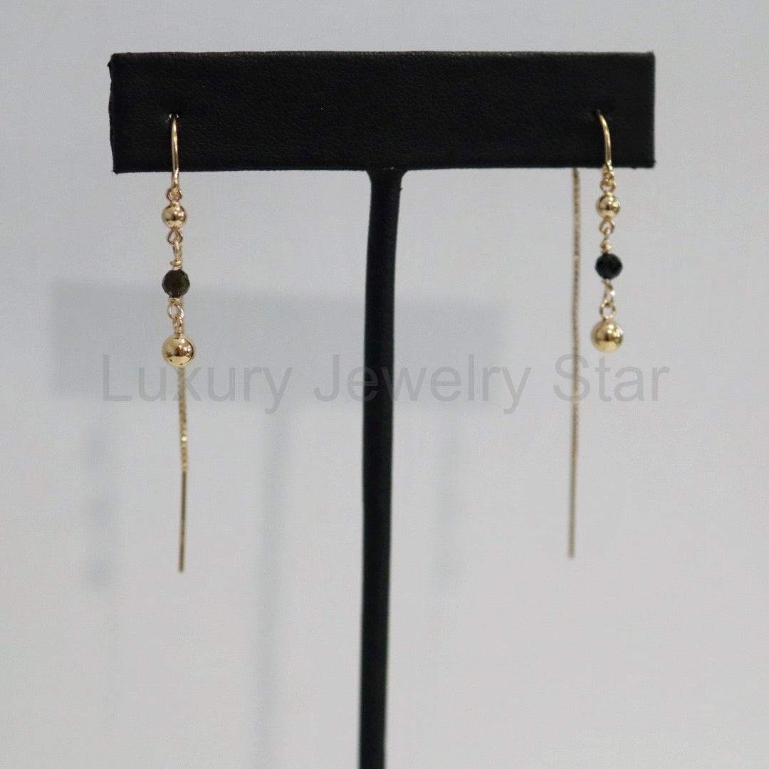 Green Tourmaline and Gold Fill Threader Earrings / Ready to ship - image 3