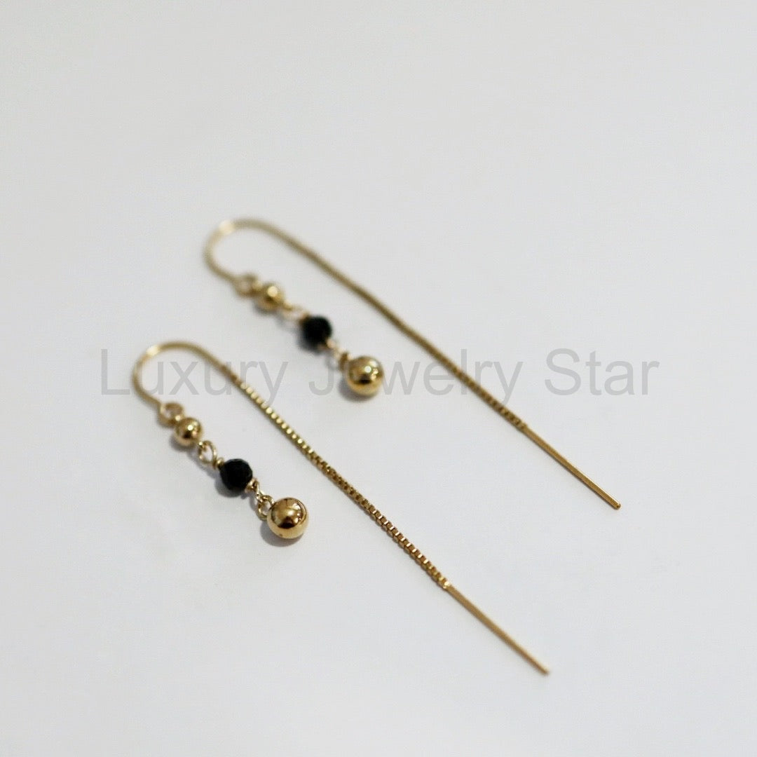 Green Tourmaline and Gold Fill Threader Earrings / Ready to ship - image 4