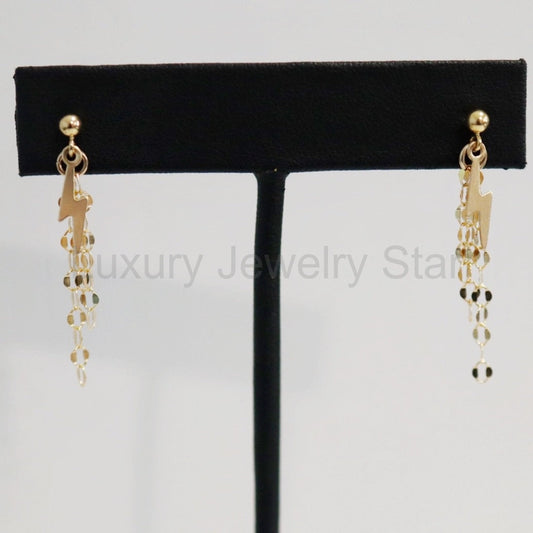 Lightning Bolt and Chain Dangle Earrings in 14 karat Gold Fill / ready to ship