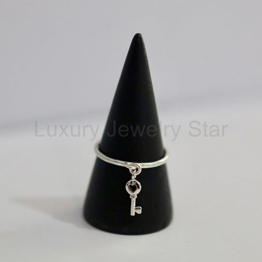 Lock Charm Stacking Ring in Sterling Silver