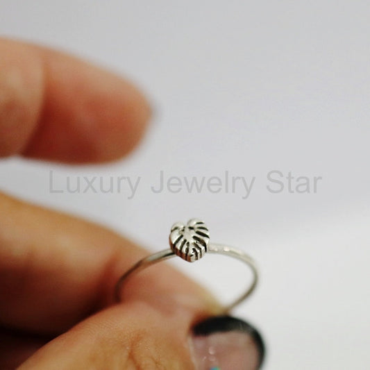 Monstera Stacking Ring in Sterling Silver / Ready to ship in 7 and 8