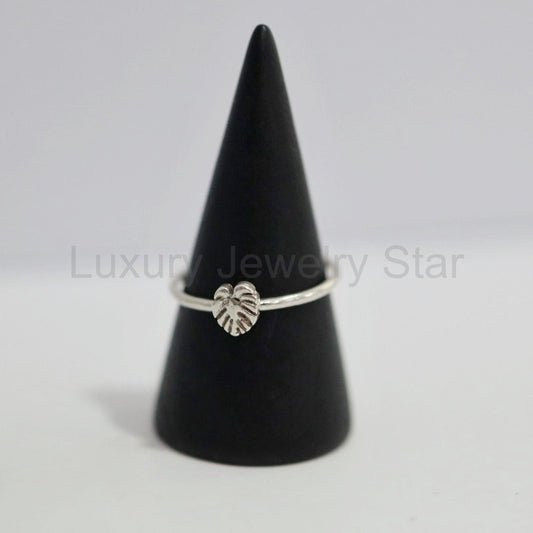 Monstera Stacking Ring in Sterling Silver / Ready to ship in 7 and 8 - image 2