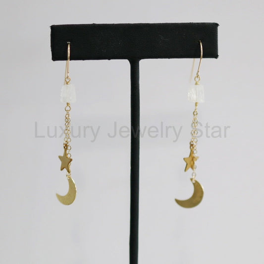 Moonstone and Celestial Drop Earrings / READY TO SHIP - image 2