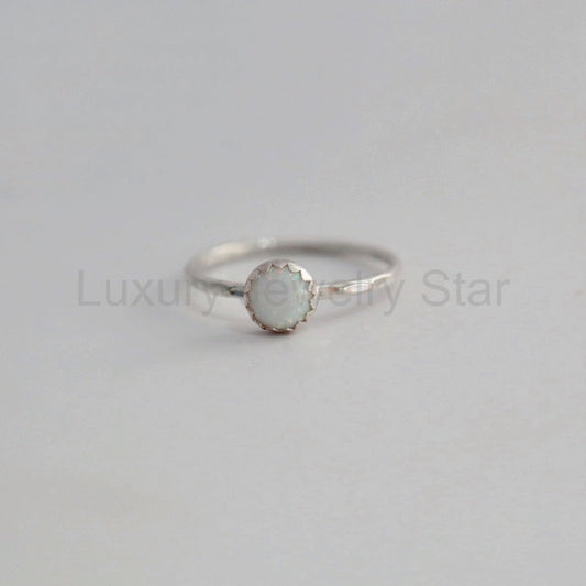 Opal Gemstone Stacking Ring in Sterling Silver