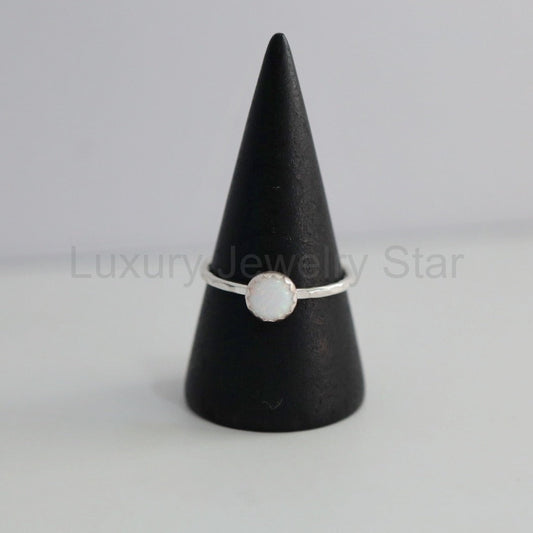Opal Gemstone Stacking Ring in Sterling Silver - image 2