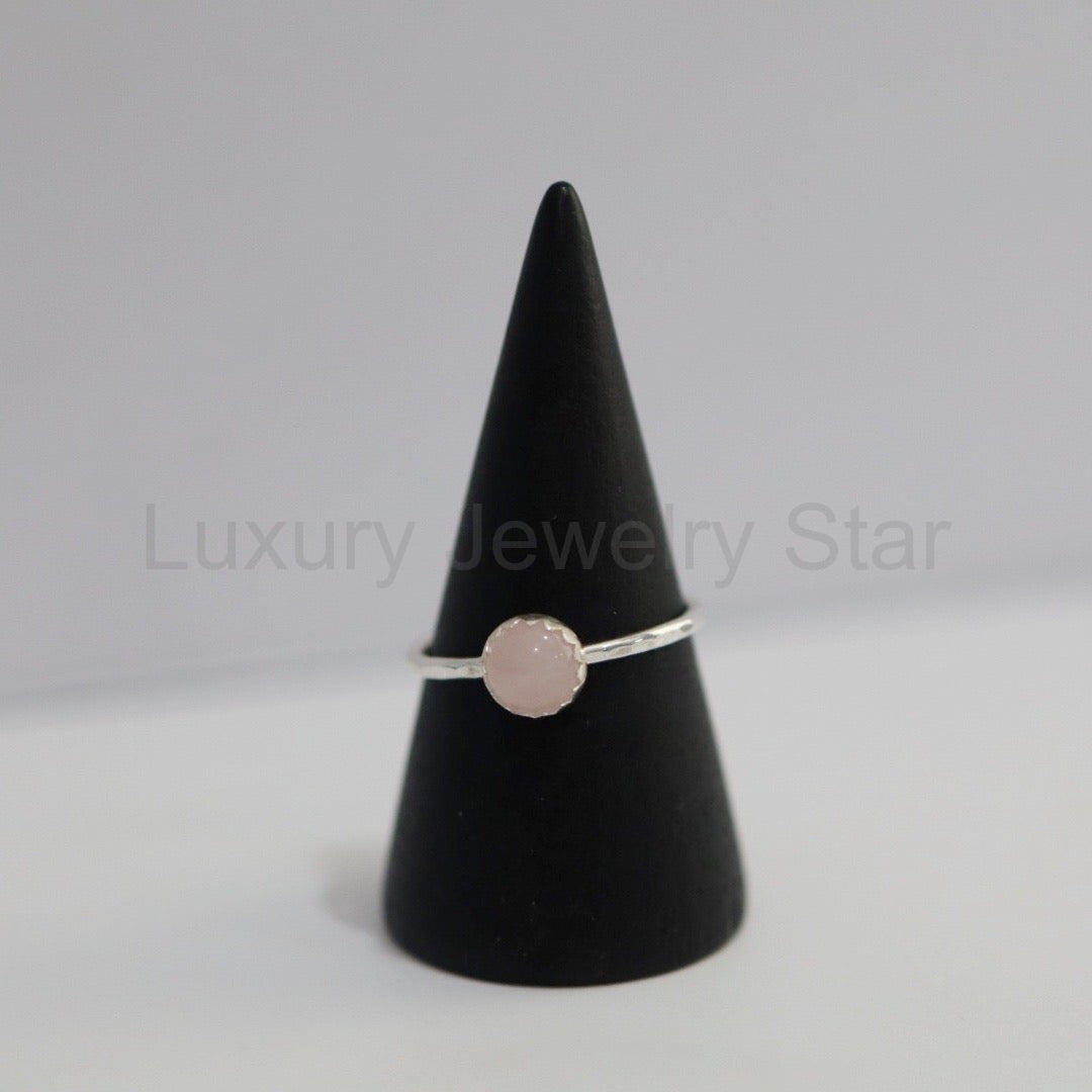 Rose Quartz and Sterling Silver Gemstone Stacking Ring - image 2