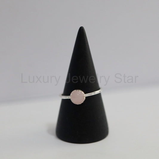 Rose Quartz and Sterling Silver Gemstone Stacking Ring - image 2