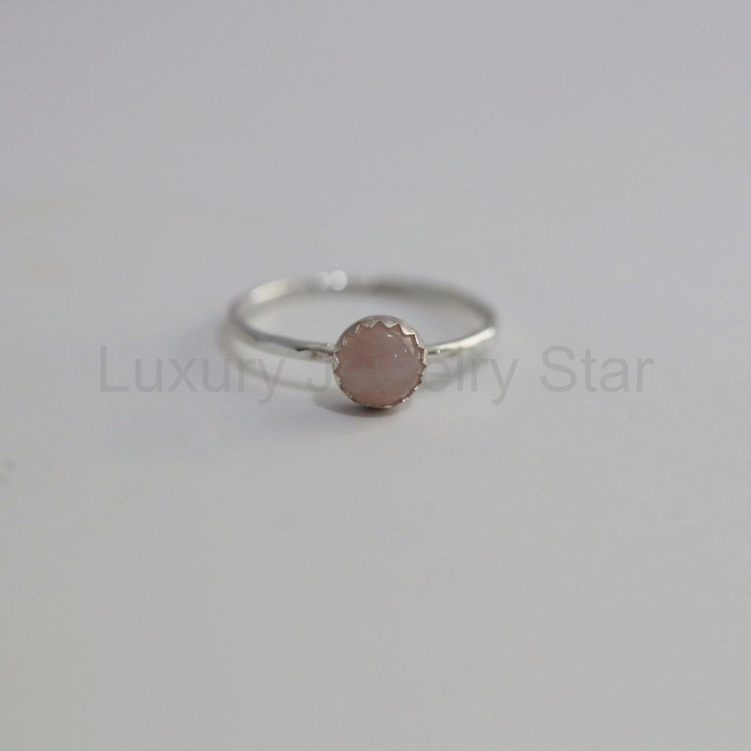 Rose Quartz and Sterling Silver Gemstone Stacking Ring - image 3