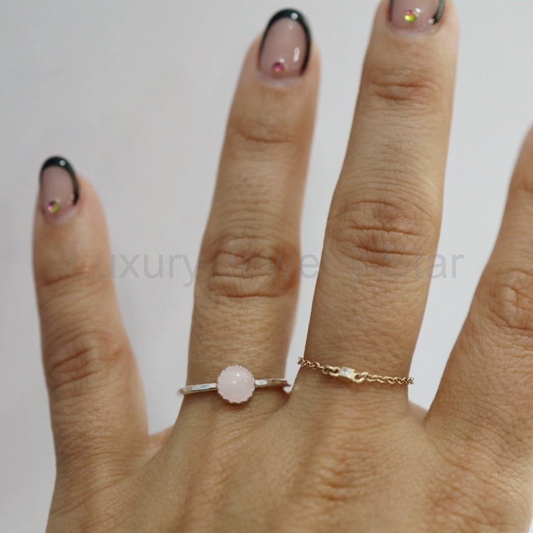Rose Quartz and Sterling Silver Gemstone Stacking Ring - image 4