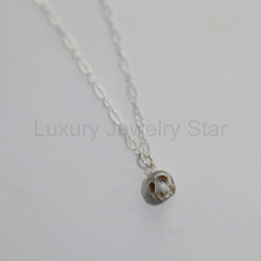 Skull Pearl Layering Necklace - Choose Your Metal / READY TO SHIP