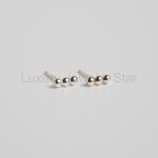 Sterling Silver Triple Ball Stud Earrings