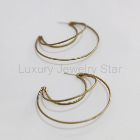 Triple Frame Hoop Earrings - Choose Your Metal / Ready to ship in Brass