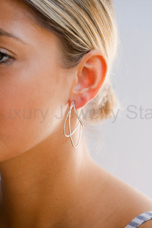 Triple Frame Hoop Earrings - Choose Your Metal / Ready to ship in Brass - image 2