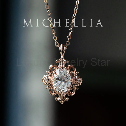 [Ameliora] The Parisian Rose Necklace in IGI-certified Oval Lab Diamond, Limited Edition