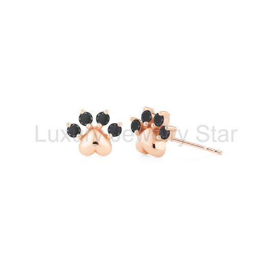 [Beans] Dog & Cat Paw Diamond Earrings