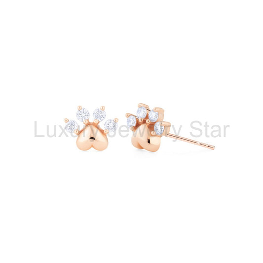 [Beans] Dog & Cat Paw Diamond Earrings - image 2