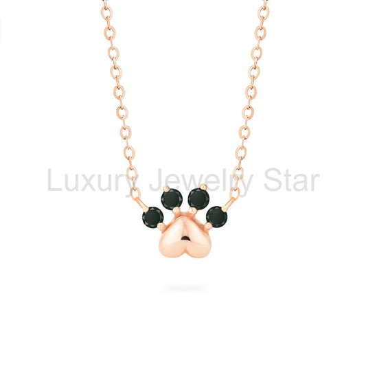 [Beans] Dog & Cat Paw Diamond Necklace