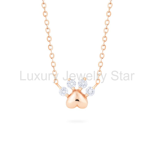 [Beans] Dog & Cat Paw Diamond Necklace - image 2