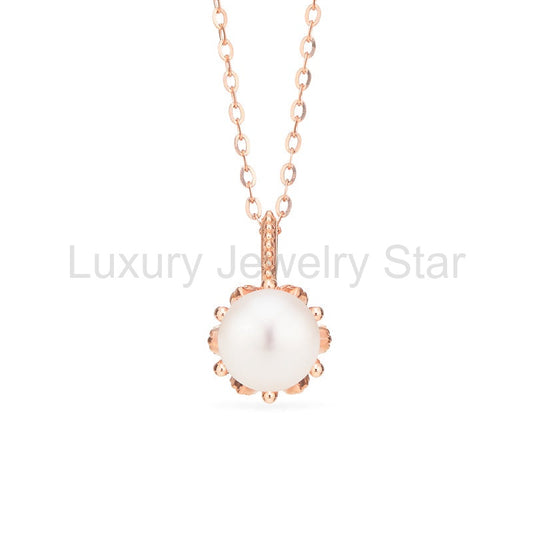 [Eden] Floral Solitaire Necklace in Akoya Pearl