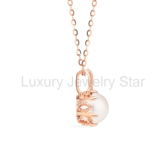 [Eden] Floral Solitaire Necklace in Akoya Pearl - image 2