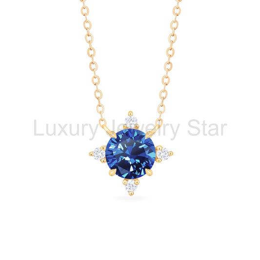 [Polaris] North Star Necklace in Lab Blue Sapphire - image 2