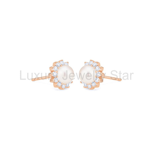 [Rosalie] Vintage Bloom Earrings in Akoya Pearl - image 2