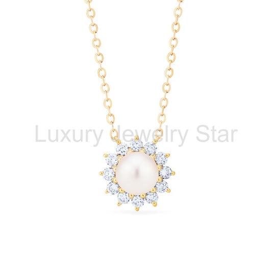 [Rosalie] Vintage Bloom Necklace in Akoya Pearl - image 2