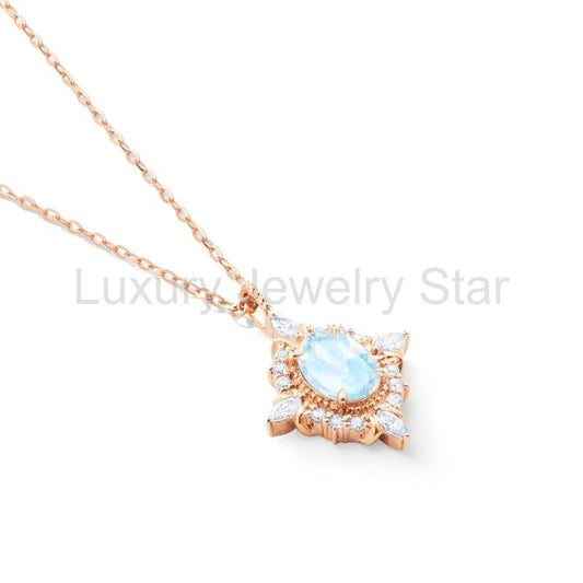 [Alessandra] Art Deco Oval Cut Necklace in Moonstone - image 2