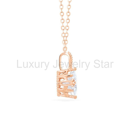 [Astoria] Fluer De Lis Princess Cut Necklace in Moissanite - image 2