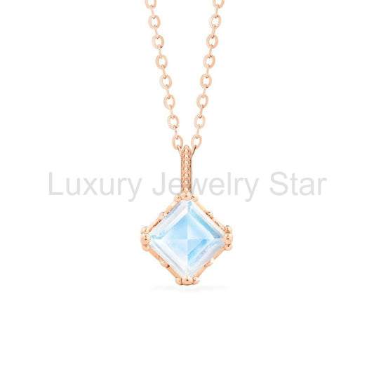 [Astoria] Fluer De Lis Princess Cut Necklace in Moonstone