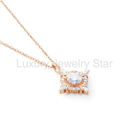 [Astrid] Art Deco Petite Necklace in Diamond / Moissanite - image 2