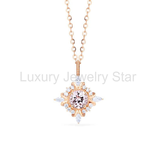 [Astrid] Art Deco Petite Necklace in Morganite