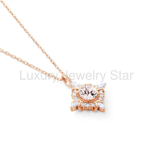 [Astrid] Art Deco Petite Necklace in Morganite - image 2