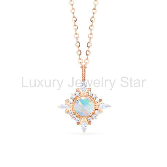 [Astrid] Art Deco Petite Necklace in Opal
