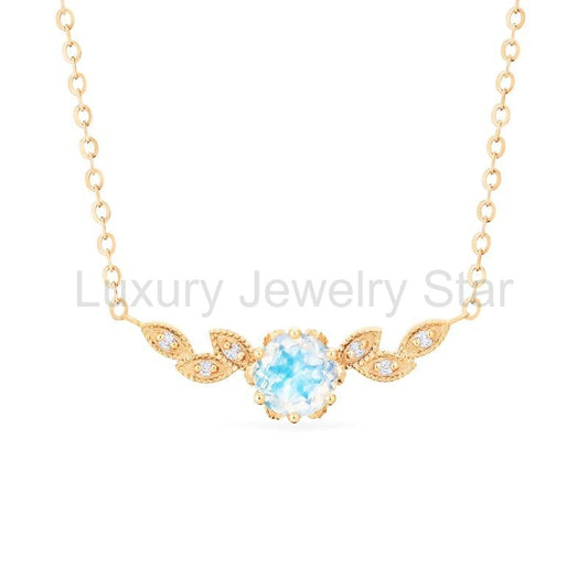 [Dahlia] Floral Leaf Necklace in Moonstone - image 2