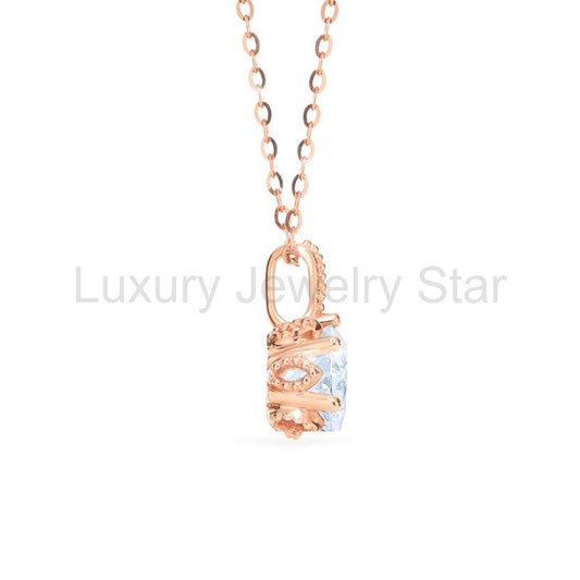 [Eden] Floral Solitaire Necklace in Diamond / Moissanite - image 2