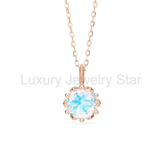 [Eden] Floral Solitaire Necklace in Moonstone