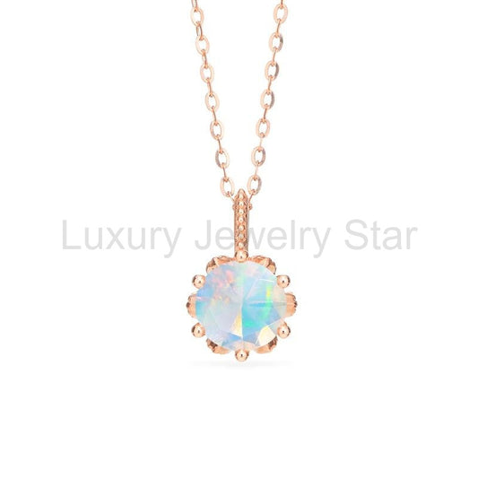 [Eden] Floral Solitaire Necklace in Opal