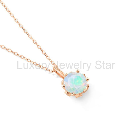 [Eden] Floral Solitaire Necklace in Opal - image 2