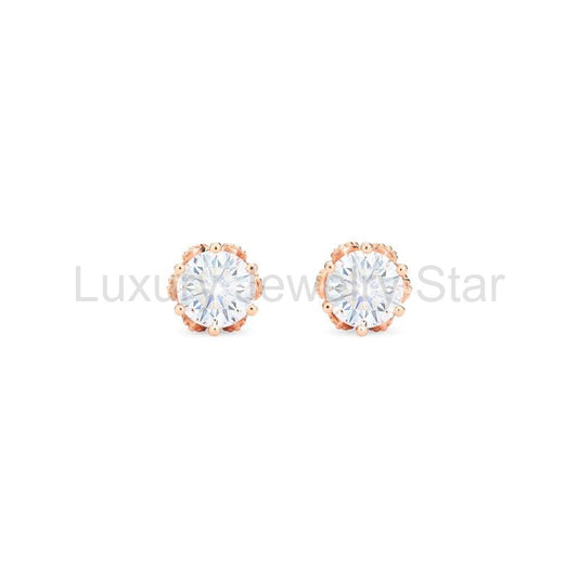 [Eden] Petite Floral Earrings in Diamond or Moissanite