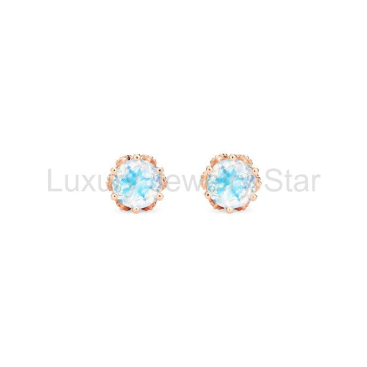 [Eden] Petite Floral Earrings in Moonstone