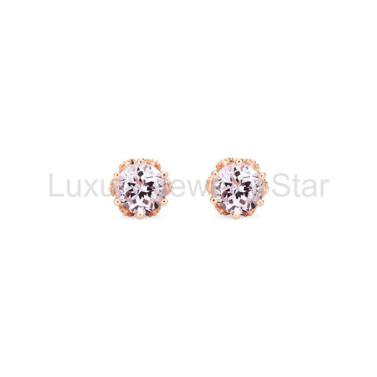 [Eden] Petite Floral Earrings in Morganite